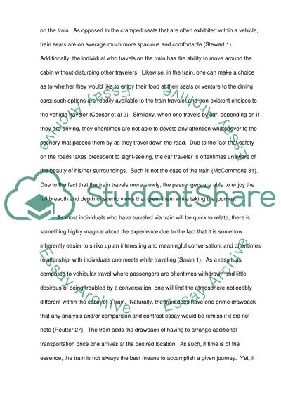 Benefits of Train Travel versus Car Travel