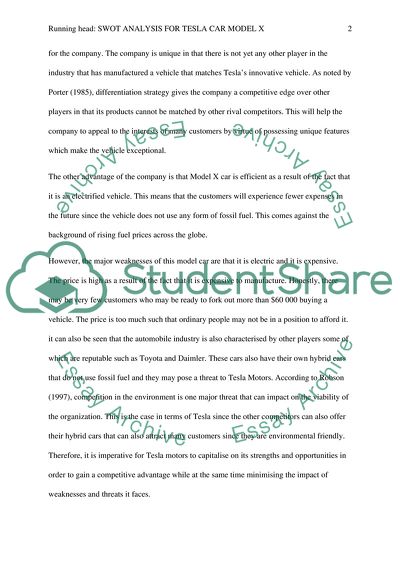 TESLA Model X , SWOT