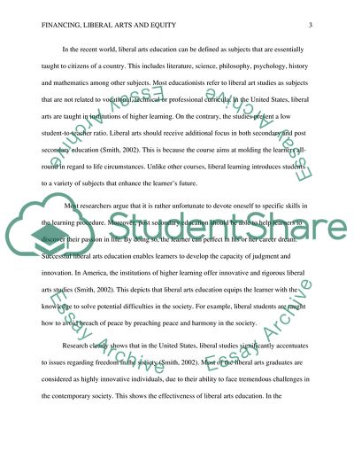 Financial Aspects Liberal Arts and Equity with Consideration to Elementary Education