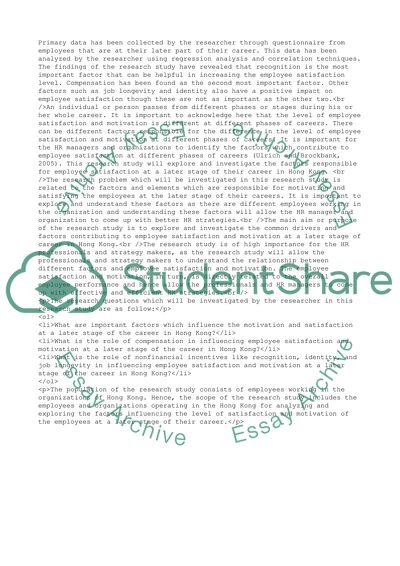 The Common Drivers Contributing to Employee Satisfaction at a Later Stage in Hong Kong