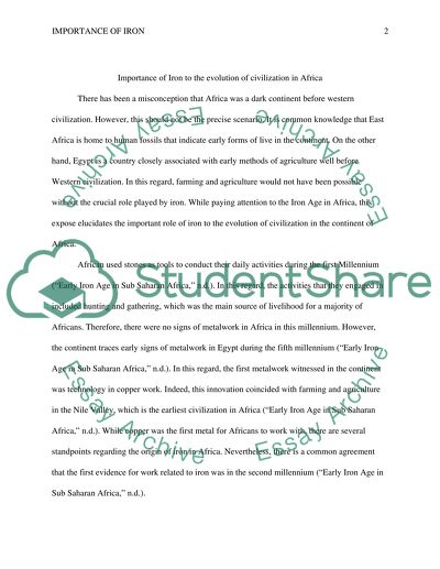 Importance of Iron to the Evolution of Civilization in Africa