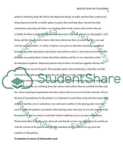 Reflection on Learning and Teaching Adults with Depression