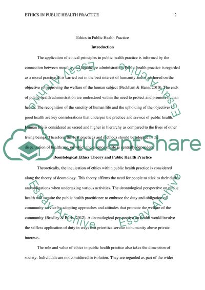 Ethics in Public Health Practice