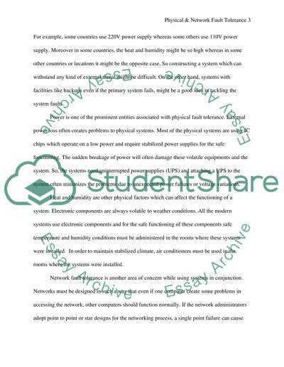 Physical & Network Fault Tolerance