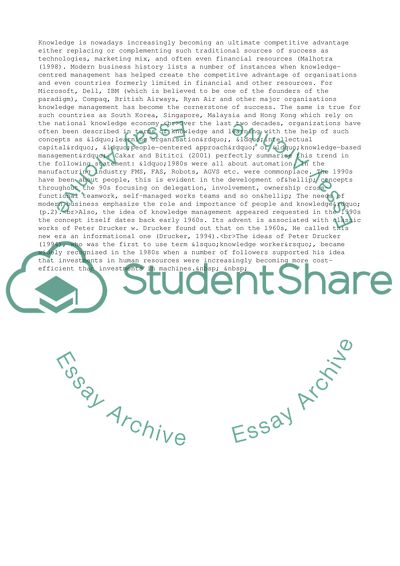 Knowledge Management and Organisation Learning