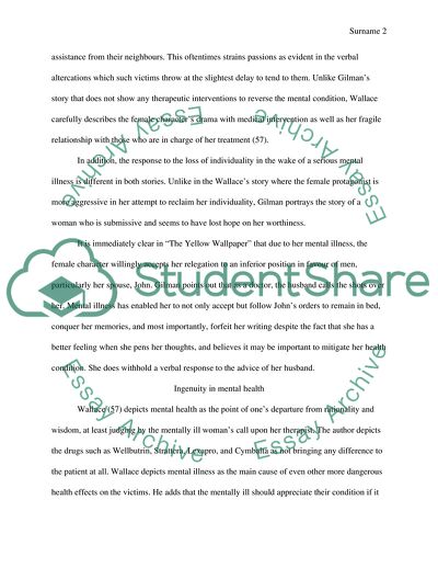 The Yellow Wallpaper by Charlotte Gilman and The Depressed by Person David Wallace