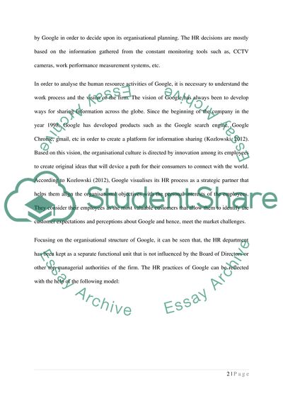 Factors Influencing the HRM Decisions of Google in 2013