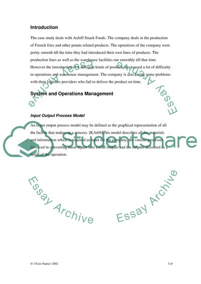 Issues Being Faced by Achiff Snack Foods