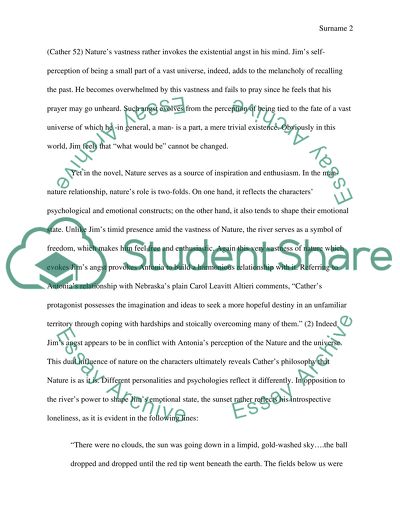 Natures Influence on the Central Characters of My Antoia