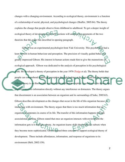 Ecological Theories of Development