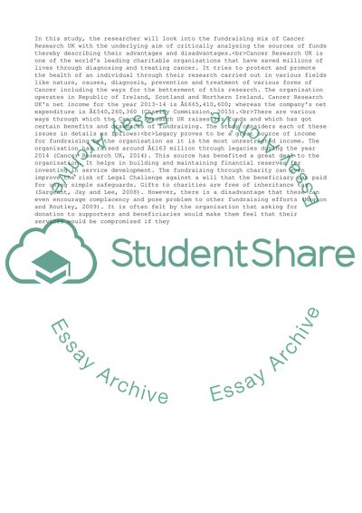 Fundraising Mix of Cancer Research UK