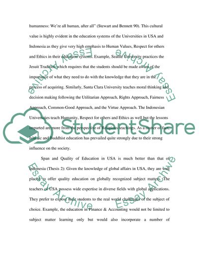 Teaching of Ethics and Humanity in USA and Indonesia