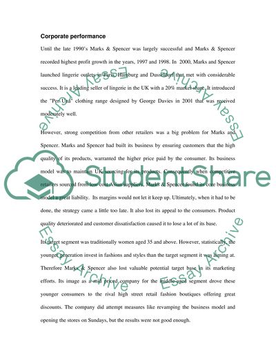 Marks & Spencer as a Well-Known Name in the Retail World