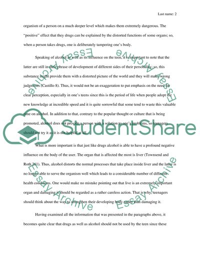 Drug and alcohol use in teens