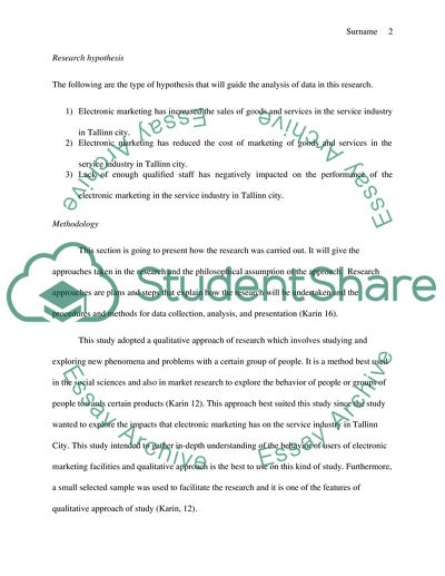 Impacts of Electronic Marketing on the Service Industry in Tallinn City