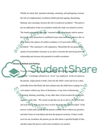 Helping Parents Deal with Childrens Acute Disciplinary Problems without Escalation