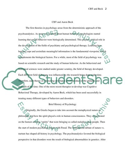 Contribution to Cognitive Behavioral Therapy by Aaron Beck