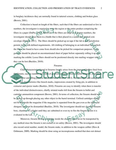 Identification, Collection and Preservation of Trace Evidences