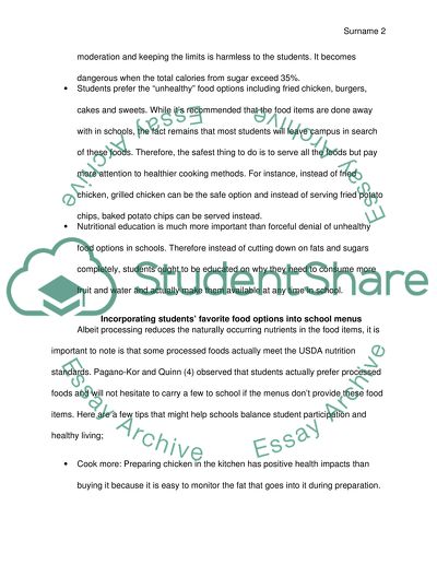 Introducing Healthy Diets in Schools