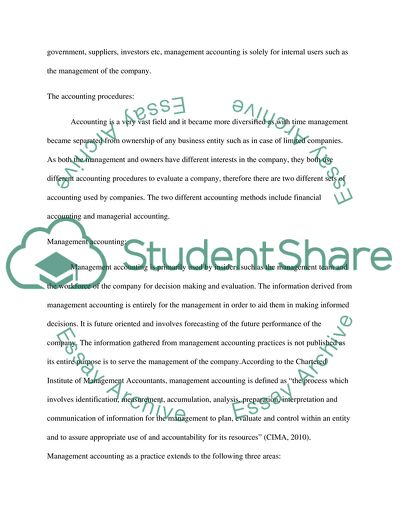 Comparison of Financial and Management Accounting
