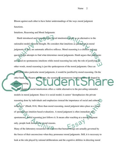 The Contemporary Ethical Theory of Haidt