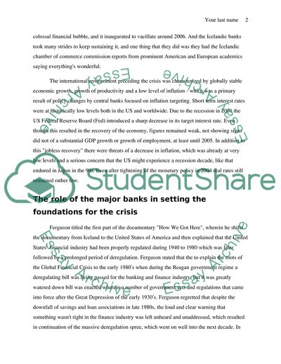 Position of the Iceland Economy Before and After Deregulation: Inside Job