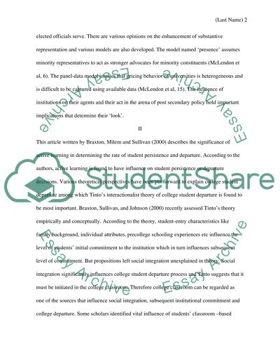 The Influence of Active Learning on the College Student Departure Process