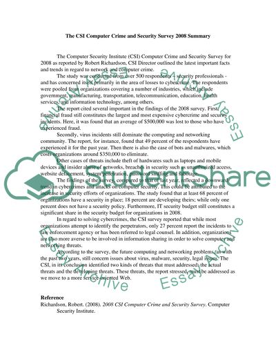 The CSI Computer Crime and Security Survey