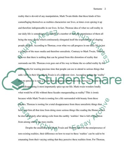 PR Paper contrast & compare on Twain & Thoreau