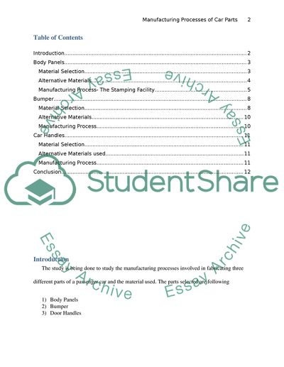 Manufacturing Processes and Materials used in Automobile Manufacturing