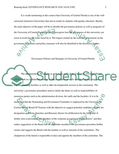 Governance Research and Analysis