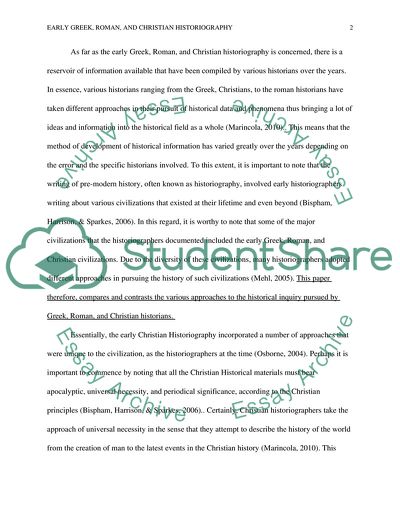 Early Greek,Roman,and Christian Historiography