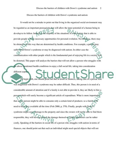 The Barriers of Children with Down Syndrome and Autism