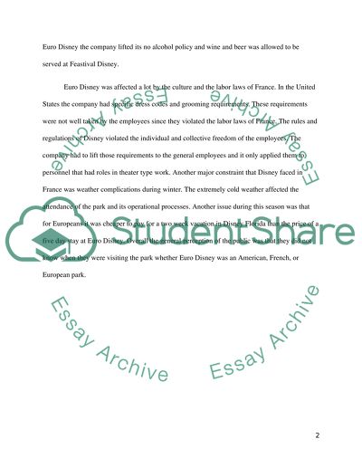 Case: Euro Disney: From Dream to Nightmare*