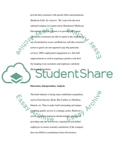 Business Report for Radisson Hotels and Resorts