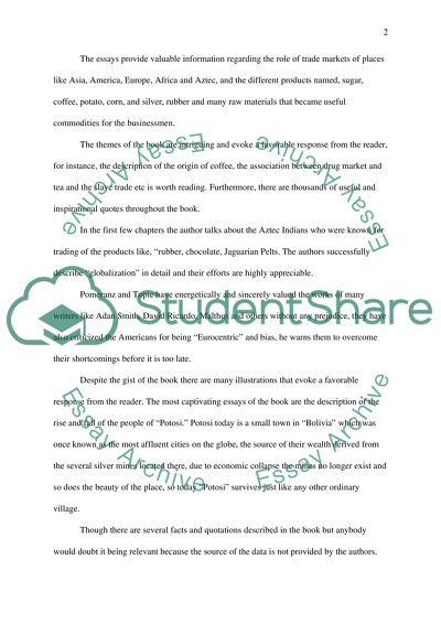 Analysis of The World that Trade Created by Kenneth Pomeranz and Steven Topic