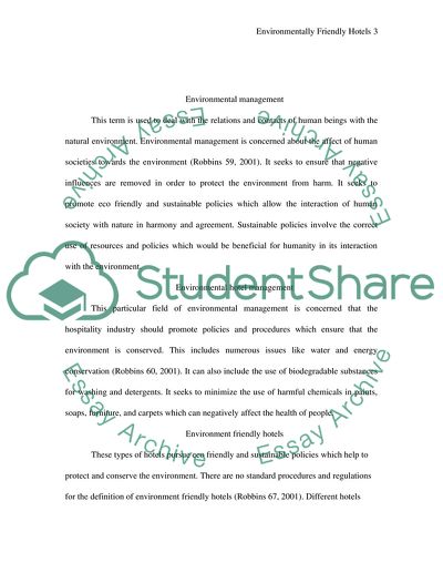 Environmentally Friendly Hotels