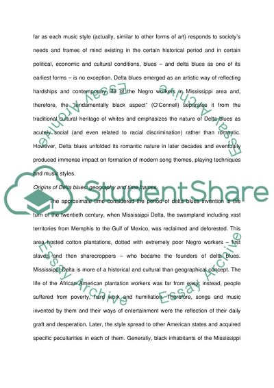 Mississippi Delta Blues: Cultural, Social, Geographical, and Musical Elements