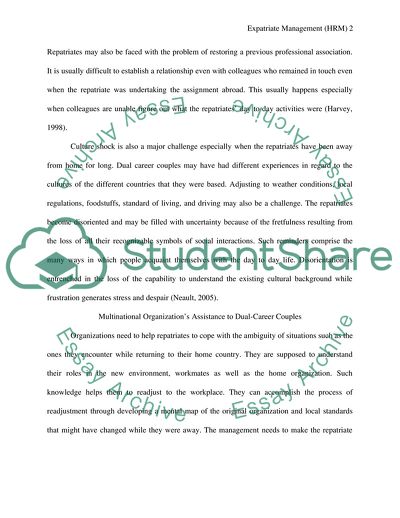 Expatriate Management of Multinational Companies