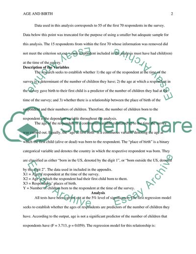 Do Age, Place of Birth and Age at First Birth Predict Number of Children Born to an Individual
