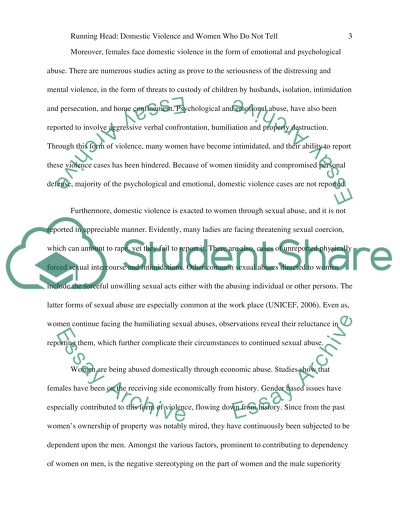 Domestic Violence and Women Who Dont Tell