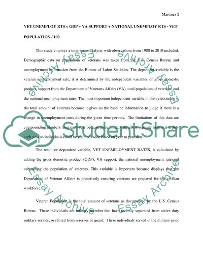 Veteran Unemployment: Should the Department of Veterans Affairs provide more support