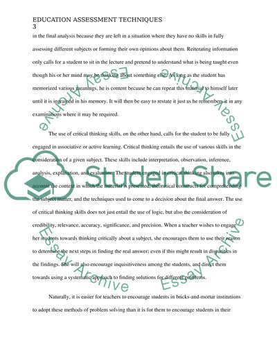 Education Assessment Techniques