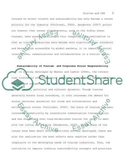 Tourism and Corporate Social Responsibility