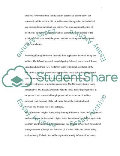 The Impact of Perspectives in the Shaping of Irish and German Welfare Systems