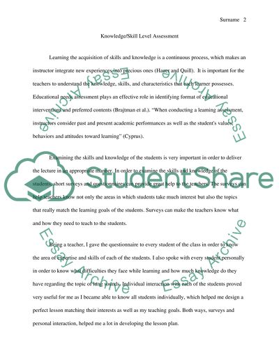 Lesson Planning: Needs Assessment and Learning Objectives