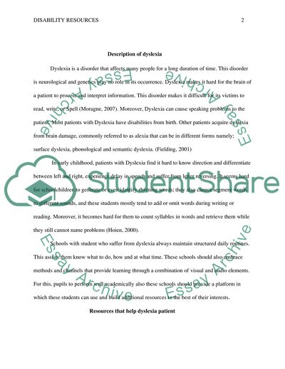 Description of Dyslexia