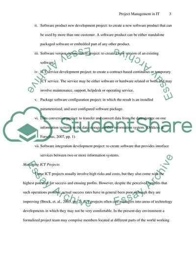 Project Management as Tool in Inforamtion Technology