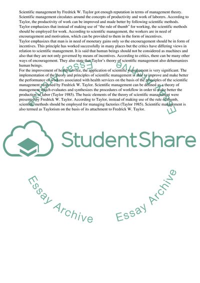 Taylors Scientific Management