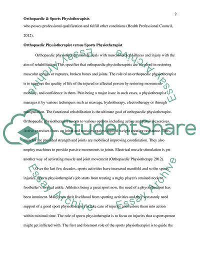 Orthopaedic and Sports Physiotherapists